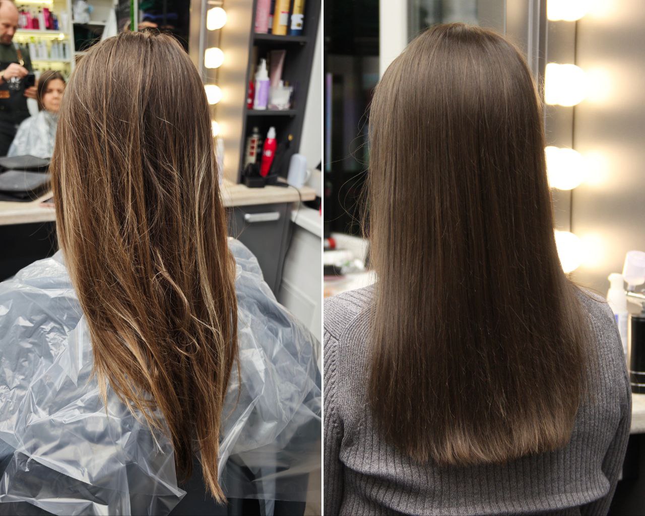 После: натуральный тёмно-русый оттенок